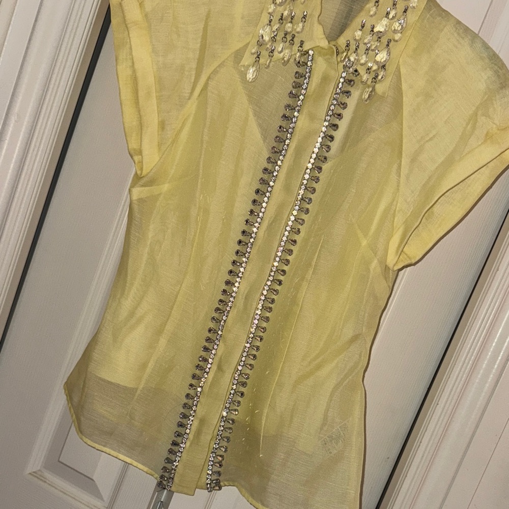 Zimmermann Yellow Crystal Embellished Blouse NWT